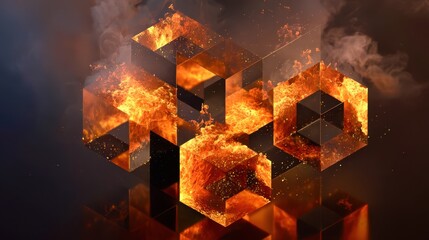 fire in fireplace abstract background