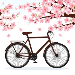 Cherry blossom bicycle illustration