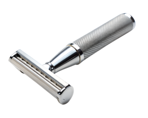 Chrome shaving razor isolated on transparent background