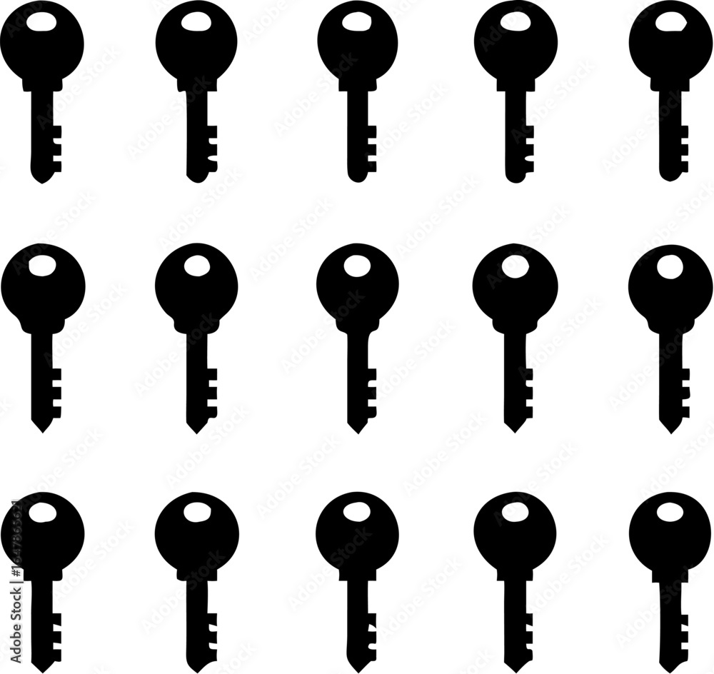 Poster twelve minimalist and stylized key icons in a grid layout