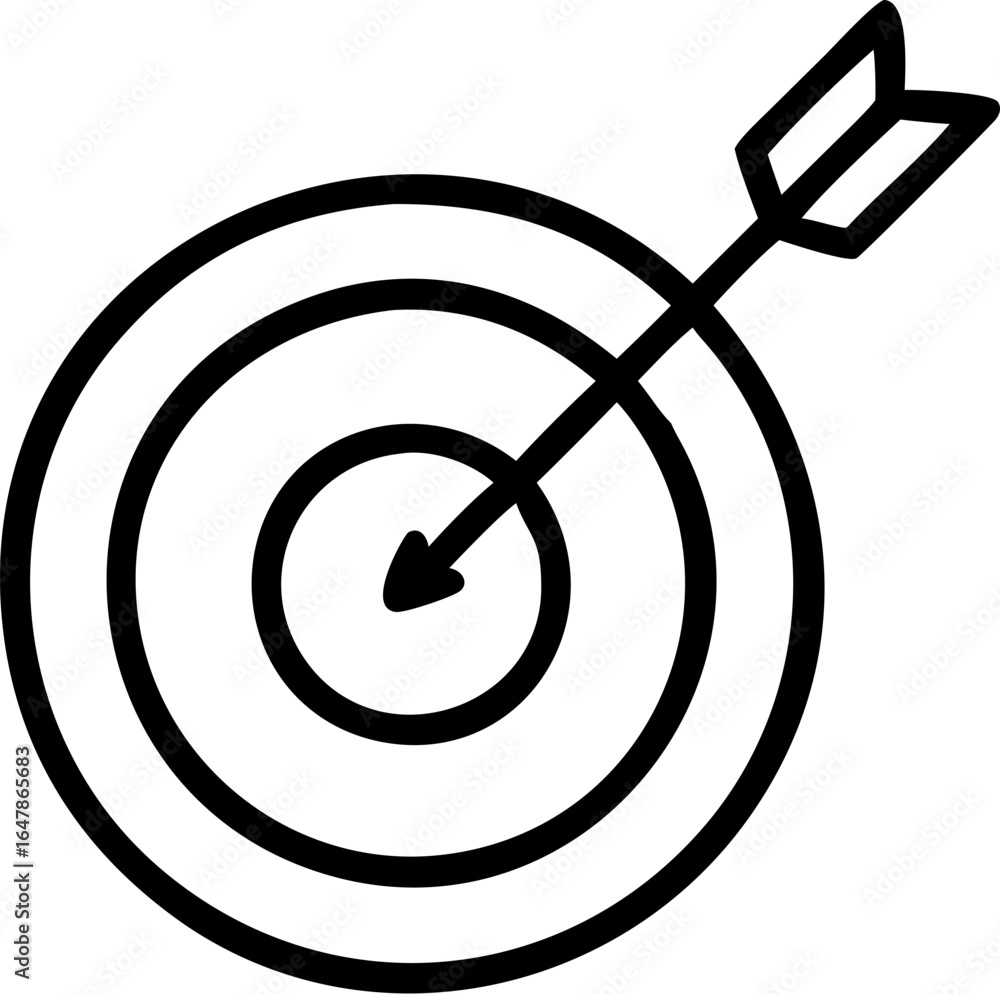 Poster minimalist flat design icon of a dartboard with a bullseye