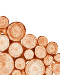 Rustic aesthetic diy wood pile with thin rolls for home decor