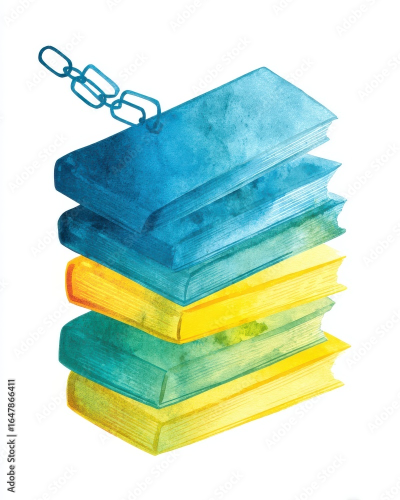 Poster connecting folder stacks with link lines for online storage solutions