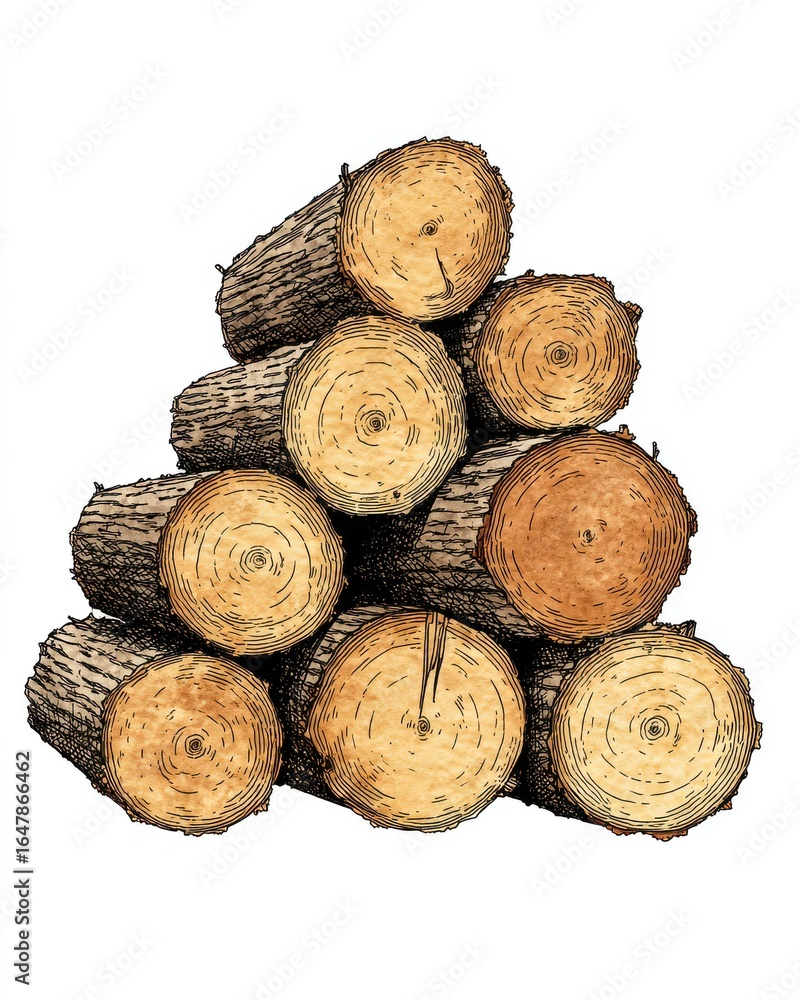 Aufkleber maximizing efficiency log stacking in traditional lumber processing