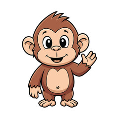 Obraz premium monkey cartoon character with a cute smile is isolated on a white background