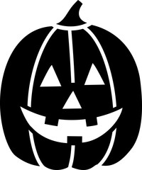 Jack o lantern pumpkin black silhouette for Halloween.
cute Halloween pumpkin with face design.
Transparent background.