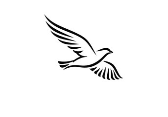 Naklejka premium Elegant soaring bird line art for logos, tattoos, and minimalist designs needing a touch of freedom and grace, perfect for nature brands and inspirational themes