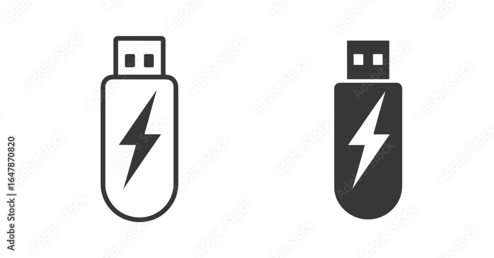 Poster untitledvector art of two usb flash drives with a lightning bolt symbol isolated on white background