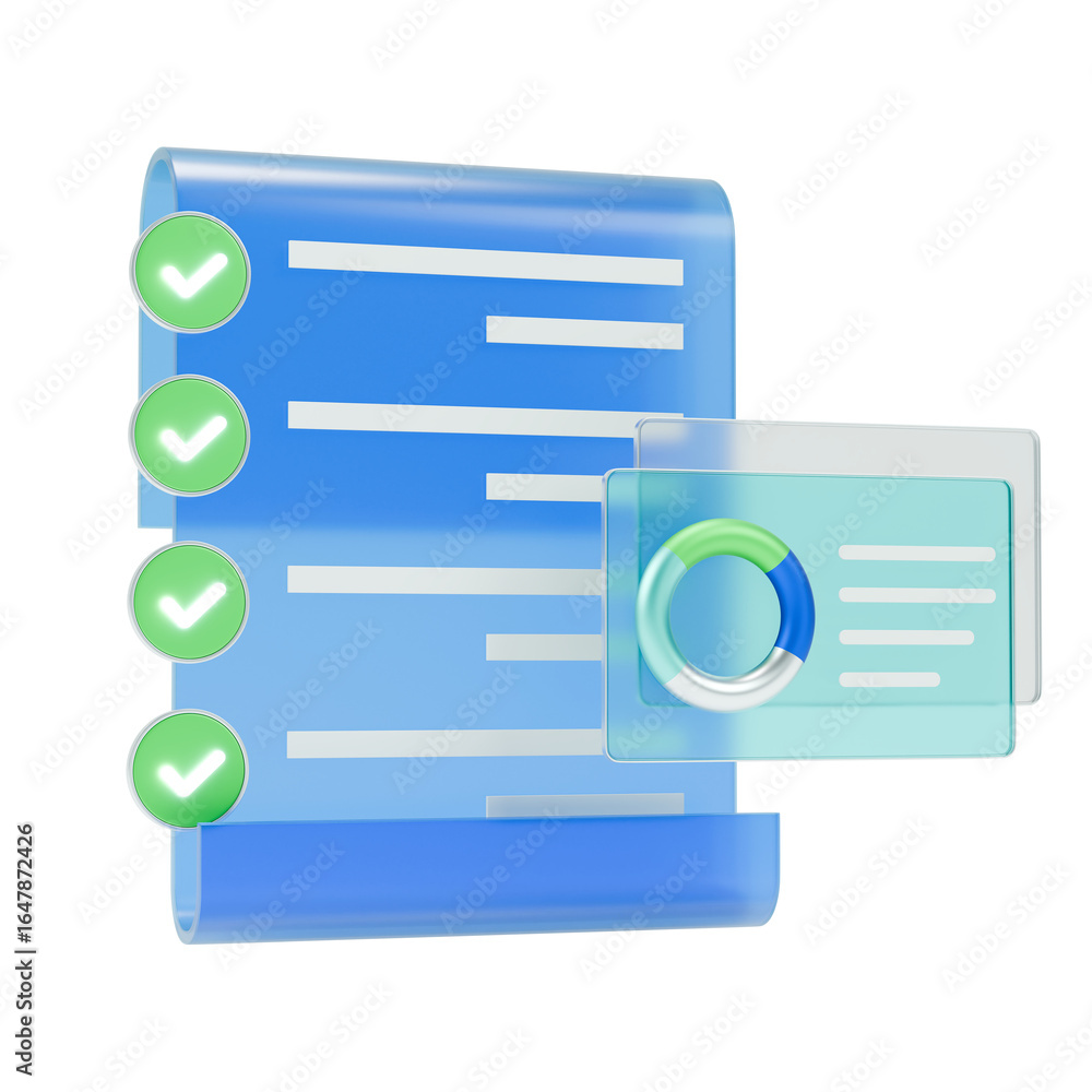 Aufkleber 3d data analytics with document checklists icon.