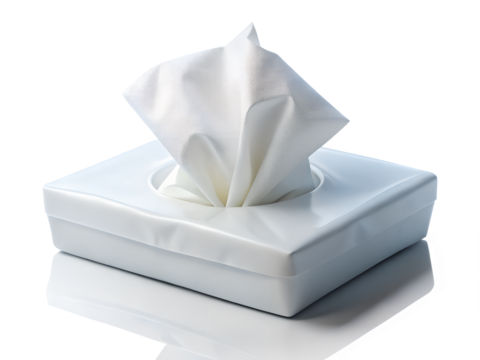 A white box of facial tissues isolated on transparent background