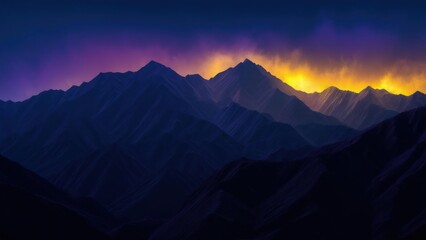Mountain range at dusk