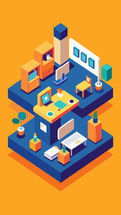 Obraz premium isometric co working space flat vector