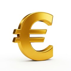 Fototapeta premium Golden euro symbol isolated on white background