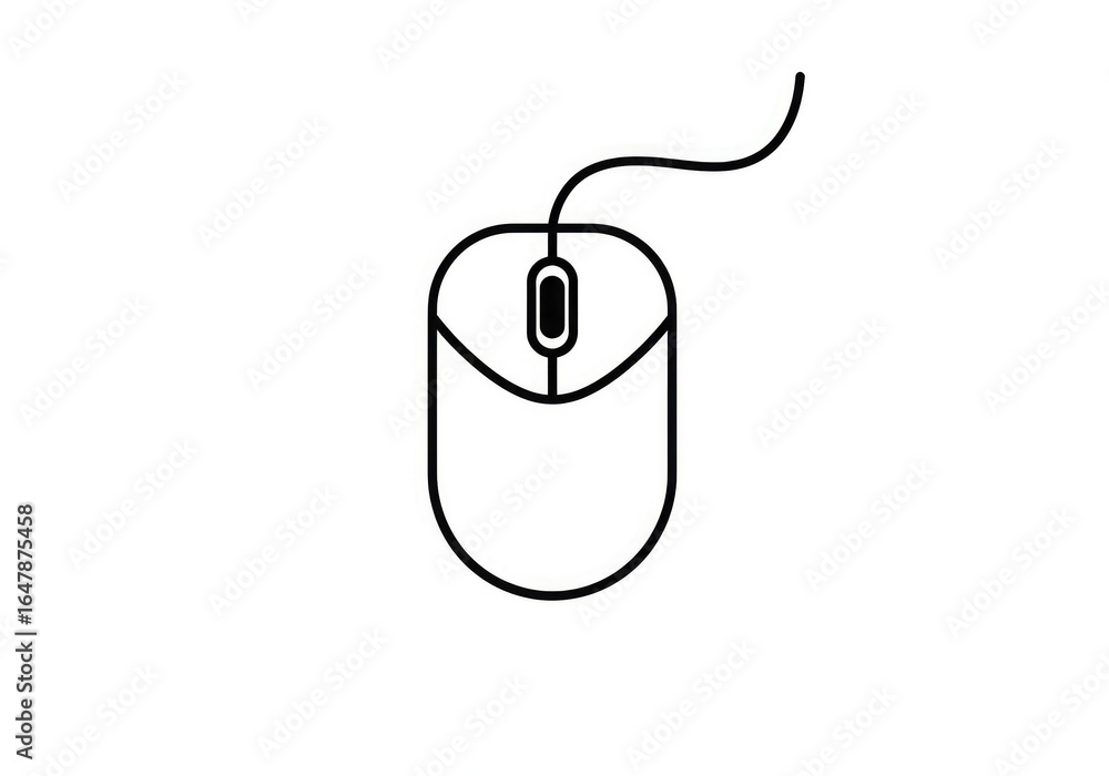 Fototapete sleek computer mouse outline for tech designs and modern interface projects, ideal for clean website
