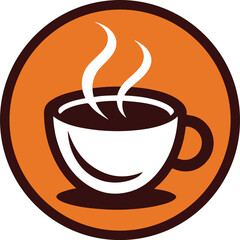 Obraz premium Stylish Coffee Cup Emblem Design in Brown and Orange Colors