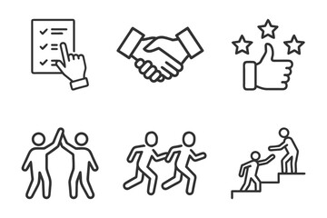 set of business icons. checklist, finger, pointing, task, management, productivity, business, personal, life, organization, planning, efficiency, success, icon.