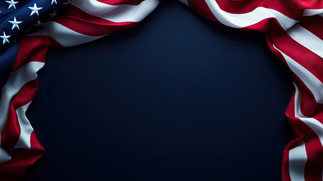 Dramatic backdrop with the American flag draped against a deep blue surface for Constitution Day, Patriot Day