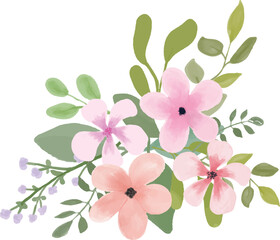 Fototapeta premium set of floral branch. flowers pink. wedding concept with flowers. floral poster. arrangement for greeting card or invitation design