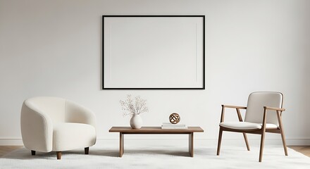 Modern living room with two chairs and a coffee table