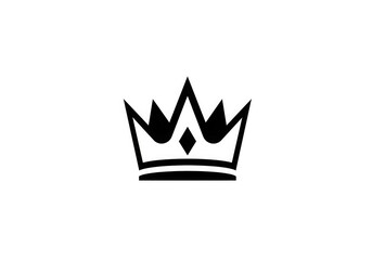 Bold black royal crown emblem with diamond accent symbolizing power, leadership, and prestige for branding and design projects