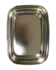 A metal stainless steel box can isolated on transparent background, empty tiffin box top view