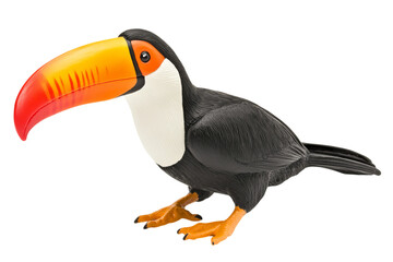Naklejka premium Colorful toucan figurine with a vibrant orange beak, adding a playful touch to any decor.