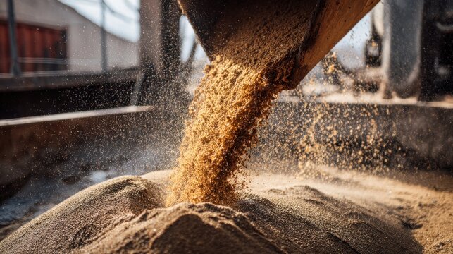 High-quality photo of close-up of sludge being poured into a dewatering system.