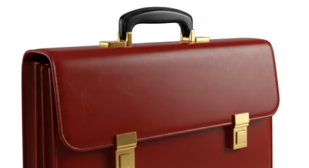 Classic leather briefcase isolated on white background