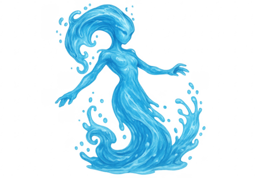Water elemental is posing on transparent background