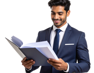 businessman reading a newspaper