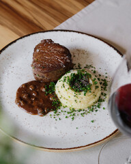 Enjoy a Gourmet Beef Fillet with Creamy Mashed Potatoes and