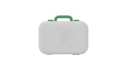 Chic modern white travel case with green handle, perfect for stylish getaways and essential storage needs