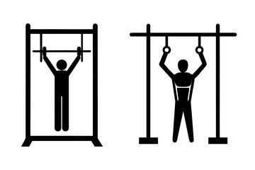 Man on Pull-Up Bar Vector Illustration 