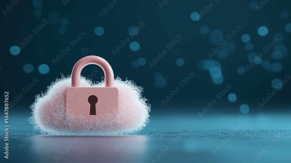 Poster cloud networking connectivity security speed a locked padlock icon superimposed on a cloud with netw