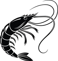 Monochrome Shrimp Illustration with Elegant Curve and Clean Design A Simple Yet Evocative Representation of Marine Life