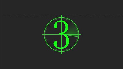 Retro Futuristic Countdown Display A Nostalgic Nod to Old School Technology with Glowing Green Number 3