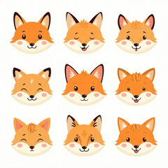 Fototapeta premium A bunch of very cute fox heads