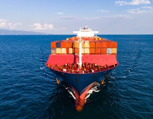 Container ship on the open ocean