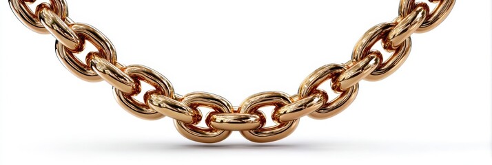 Elegant gold chain crafted with interlocking links showcasing luxury design and craftsmanship on a white background