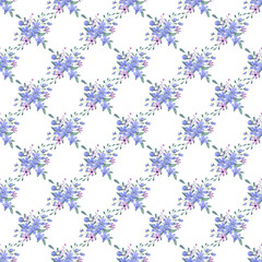Seamless pattern with watercolor flowers, repeat floral texture, background hand drawing. Perfectly for wrapping paper, wallpaper, fabric, texture and other printing.