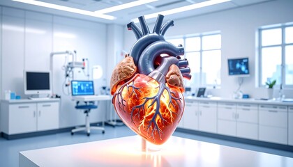 3D model of a human heart in a modern medical lab (1)