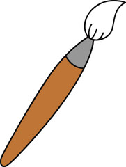 Paintbrush Silhouette Flat Vector illustration Brown Handle Art Tool Icon for Creative and DIY Designs for supply, painting, and creativity concept. isolated on a white background