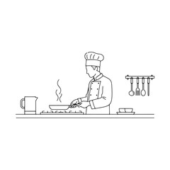 An image perfect for cooking and culinary themes. This image of a chef is especially suitable for creating recipe books, blog posts, food-related advertisements, and restaurant logos.