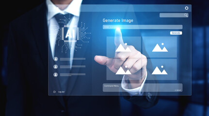 AI image generator interface enables image, AI, and generator process by converting user prompt...