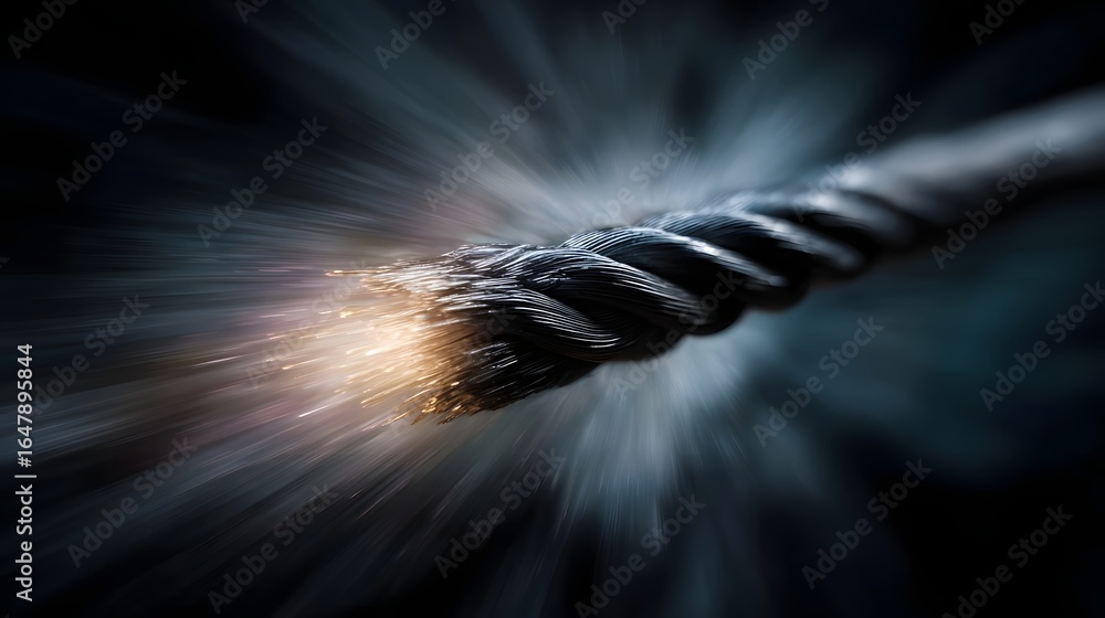 Poster high speed electricity flow in data cable with motion blur effect