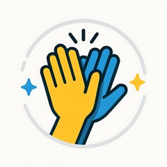 Obraz premium Friendly High Five Celebration Icon in Flat Vector Style