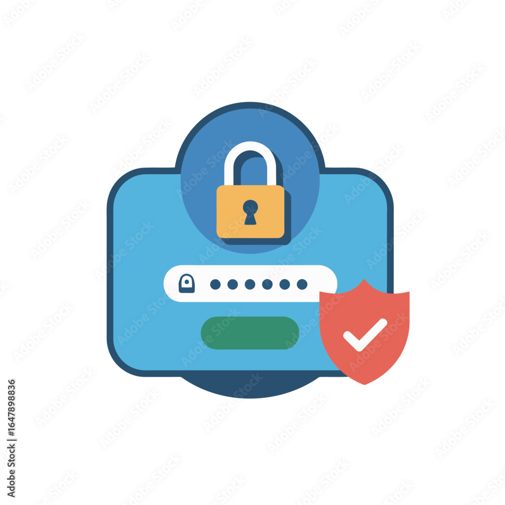 Poster secure login page with password and validation shield for website protection