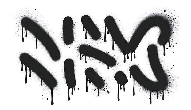 Black graffiti drips and splatters on white background