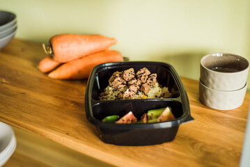 Grilled chicken breast and meat with vegetables for a healthy diet.