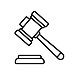 Gavel Icon: Bold Line Art, Legal Justice Symbol, Auction Concept, Simple Design